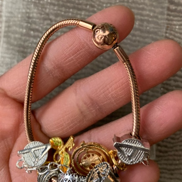 Pandora 14k Rose Gold-plated Moments Snake Bracelet w/ NEW Harry Potter Charm - Picture 8 of 14